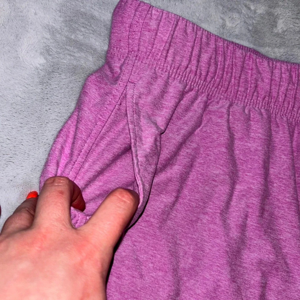 Pink Heathered Knit Lounge Shorts Drawstring NO SIZE‎ TAG Waist Pockets Relaxed